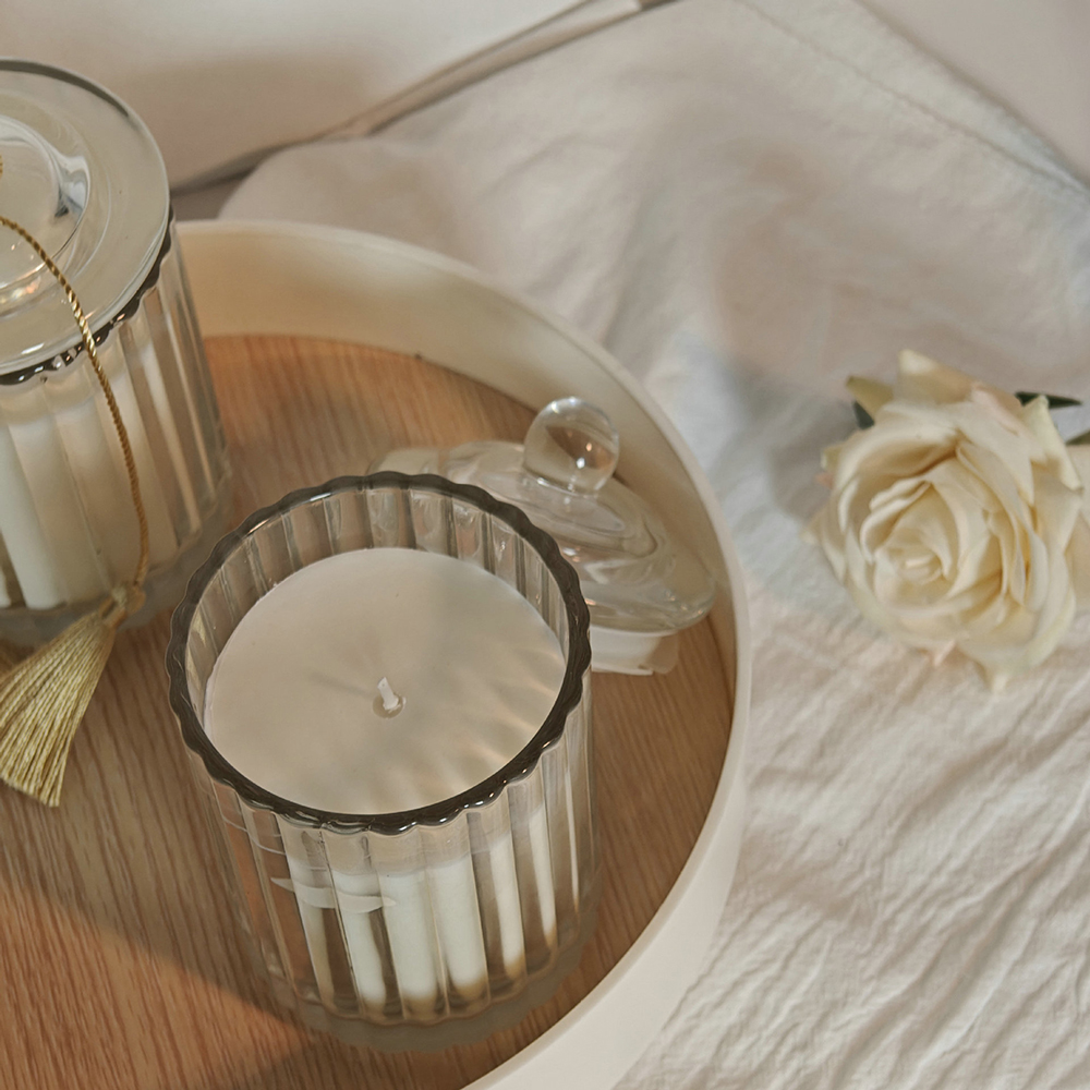 Vertical Grain Glass Jar Scented Candle